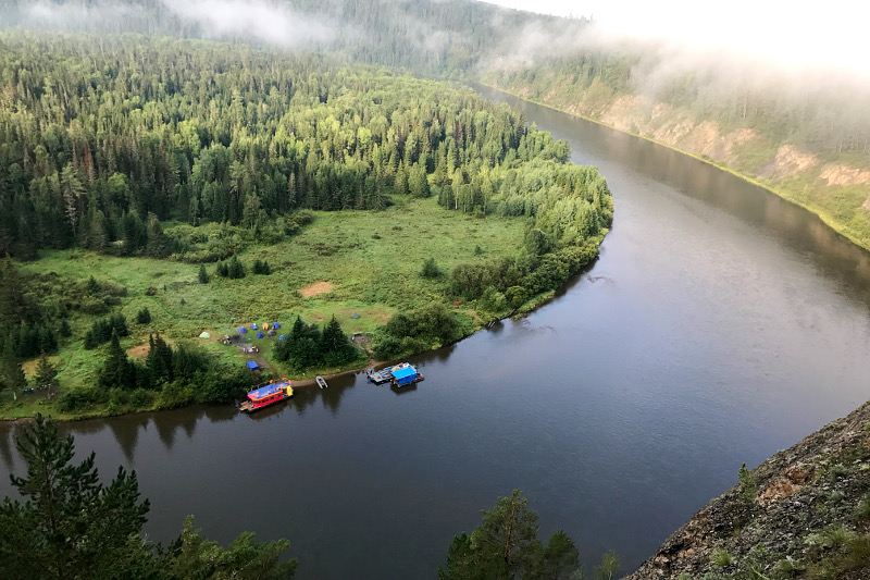 View of the raft from the cliff